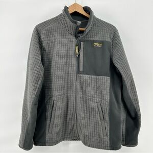 L.L. Bean Mountain Classic Windproof Fleece Grid Grey Jacket Mens Medium Hiking